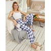 image:imageEkouaer Womens Jogger Pajamas Pants Comfy Long Lounge BottomDrawstring Elastic Waist Sleep Pants with PocketsNavy and White Plaid
