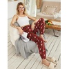 image:imageEkouaer Womens Jogger Pajamas Pants Comfy Long Lounge BottomDrawstring Elastic Waist Sleep Pants with PocketsTeddy Plaid Red