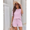 image:imageEkouaer Womens Knit Lounge Set 2 Piece Sweater Sets Short Sleeve Sweatsuit Pullover Tops