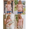 image:imageEkouaer Womens Maternity Shirts 3 Packs Flying Short Sleeve Pregnancy Tops Side Ruched Tunic Blouse Mama Clothes SXXLCaramel  Black  Pink3pcs