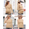 image:imageEkouaer Womens Maternity Shirts Long Sleeve Pregnancy Tops Basic Ribbed Knit Pregnant BlousesKhaki Brown