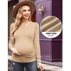image:imageEkouaer Womens Maternity Shirts Long Sleeve Pregnancy Tops Basic Ribbed Knit Pregnant BlousesKhaki Brown