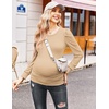 image:imageEkouaer Womens Maternity Shirts Long Sleeve Pregnancy Tops Basic Ribbed Knit Pregnant BlousesKhaki Brown