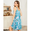 image:imageEkouaer Womens Nightgown Sleeveless Sleepwear Wide Strap Sleep Shirt Pleated Scoopneck Nightshirt S4XLFloral Light Blue