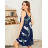 image:imageEkouaer Womens Nightgown Sleeveless Sleepwear Wide Strap Sleep Shirt Pleated Scoopneck Nightshirt S4XLHawaiian Leaves