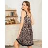 image:imageEkouaer Womens Nightgown Sleeveless Sleepwear Wide Strap Sleep Shirt Pleated Scoopneck Nightshirt S4XLLeopard Print