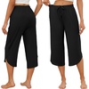 image:imageEkouaer Womens Pajama Pants Capri 2026 Wide Leg Lounge Pj Pants Summer Comfy Drawstring Pajama Bottoms with PocketsBlack