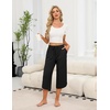 image:imageEkouaer Womens Pajama Pants Capri 2026 Wide Leg Lounge Pj Pants Summer Comfy Drawstring Pajama Bottoms with PocketsBlack