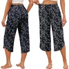 image:imageEkouaer Womens Pajama Pants Capri 2026 Wide Leg Lounge Pj Pants Summer Comfy Drawstring Pajama Bottoms with PocketsBlack Flower