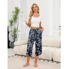 image:imageEkouaer Womens Pajama Pants Capri 2026 Wide Leg Lounge Pj Pants Summer Comfy Drawstring Pajama Bottoms with PocketsBlack Flower