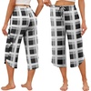 image:imageEkouaer Womens Pajama Pants Capri 2026 Wide Leg Lounge Pj Pants Summer Comfy Drawstring Pajama Bottoms with PocketsBlack Plaid
