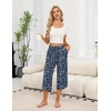 image:imageEkouaer Womens Pajama Pants Capri 2026 Wide Leg Lounge Pj Pants Summer Comfy Drawstring Pajama Bottoms with PocketsBlue Flower
