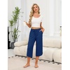 image:imageEkouaer Womens Pajama Pants Capri 2026 Wide Leg Lounge Pj Pants Summer Comfy Drawstring Pajama Bottoms with PocketsBlue Polka
