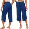 image:imageEkouaer Womens Pajama Pants Capri 2026 Wide Leg Lounge Pj Pants Summer Comfy Drawstring Pajama Bottoms with PocketsBlue Polka