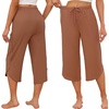 image:imageEkouaer Womens Pajama Pants Capri 2026 Wide Leg Lounge Pj Pants Summer Comfy Drawstring Pajama Bottoms with PocketsBrick Red