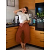 image:imageEkouaer Womens Pajama Pants Capri 2026 Wide Leg Lounge Pj Pants Summer Comfy Drawstring Pajama Bottoms with PocketsBrick Red
