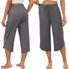 image:imageEkouaer Womens Pajama Pants Capri 2026 Wide Leg Lounge Pj Pants Summer Comfy Drawstring Pajama Bottoms with PocketsDark Gray