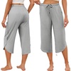 image:imageEkouaer Womens Pajama Pants Capri 2026 Wide Leg Lounge Pj Pants Summer Comfy Drawstring Pajama Bottoms with PocketsGrey Stripes