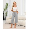 image:imageEkouaer Womens Pajama Pants Capri 2026 Wide Leg Lounge Pj Pants Summer Comfy Drawstring Pajama Bottoms with PocketsGrey Stripes
