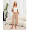 image:imageEkouaer Womens Pajama Pants Capri 2026 Wide Leg Lounge Pj Pants Summer Comfy Drawstring Pajama Bottoms with PocketsKhaki