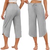 image:imageEkouaer Womens Pajama Pants Capri 2026 Wide Leg Lounge Pj Pants Summer Comfy Drawstring Pajama Bottoms with PocketsLight Gray