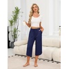 image:imageEkouaer Womens Pajama Pants Capri 2026 Wide Leg Lounge Pj Pants Summer Comfy Drawstring Pajama Bottoms with PocketsNavy