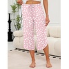 image:imageEkouaer Womens Pajama Pants Capri 2026 Wide Leg Lounge Pj Pants Summer Comfy Drawstring Pajama Bottoms with PocketsPink Leopard