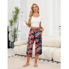 image:imageEkouaer Womens Pajama Pants Capri 2026 Wide Leg Lounge Pj Pants Summer Comfy Drawstring Pajama Bottoms with PocketsRed Flower