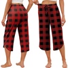 image:imageEkouaer Womens Pajama Pants Capri 2026 Wide Leg Lounge Pj Pants Summer Comfy Drawstring Pajama Bottoms with PocketsRed Plaid
