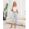 image:imageEkouaer Womens Pajama Pants Capri 2026 Wide Leg Lounge Pj Pants Summer Comfy Drawstring Pajama Bottoms with PocketsWhite Stripes