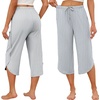image:imageEkouaer Womens Pajama Pants Capri 2026 Wide Leg Lounge Pj Pants Summer Comfy Drawstring Pajama Bottoms with PocketsWhite Stripes