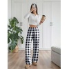 image:imageEkouaer Womens Pajama Pants with Pockets Comfy Casual Wide Leg Yoga Pants Soft Stretch Pajama Bottoms Black SmallBlack White Plaid