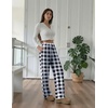 image:imageEkouaer Womens Pajama Pants with Pockets Comfy Casual Wide Leg Yoga Pants Soft Stretch Pajama Bottoms Black SmallBlack White Plaid