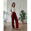 image:imageEkouaer Womens Pajama Pants with Pockets Comfy Casual Wide Leg Yoga Pants Soft Stretch Pajama Bottoms Black SmallRed Black Plaid