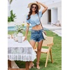 image:imageEkouaer Womens Pajama Set Ribbed Knit Soft Shorts Pjs Summer Sleepwear Two Piece Casual Lounge Sets with Drawstring amp PocketsClear Blue
