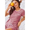 image:imageEkouaer Womens Pajama Set Ribbed Knit Soft Shorts Pjs Summer Sleepwear Two Piece Casual Lounge Sets with Drawstring amp PocketsDark Pink