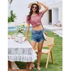 image:imageEkouaer Womens Pajama Set Ribbed Knit Soft Shorts Pjs Summer Sleepwear Two Piece Casual Lounge Sets with Drawstring amp PocketsDark Pink