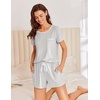 image:imageEkouaer Womens Pajama Set Ribbed Knit Soft Shorts Pjs Summer Sleepwear Two Piece Casual Lounge Sets with Drawstring amp PocketsLight Gray