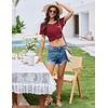 image:imageEkouaer Womens Pajama Set Ribbed Knit Soft Shorts Pjs Summer Sleepwear Two Piece Casual Lounge Sets with Drawstring amp PocketsWine Red
