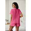image:imageEkouaer Womens Pajama Set Short Sleeve Sleepwear Summer Button Down Nightwear Lounge Set Soft Pjs Rose Red Medium