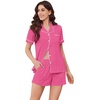 image:imageEkouaer Womens Pajama Set Short Sleeve Sleepwear Summer Button Down Nightwear Lounge Set Soft Pjs Rose Red Medium
