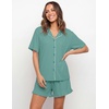 image:imageEkouaer Womens Pajama Sets Button Down Short Sleeve Top and Shorts Cute Ruffled Pjs Sets SleepwearSage Green