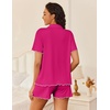 image:imageEkouaer Womens Pajama Sets Button Up Bride Pjs Set 2 Piece Soft Sleepwear Short Sleeve Lounge Sets with Shorts SXXL