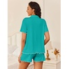image:imageEkouaer Womens Pajama Sets Button Up Bride Pjs Set 2 Piece Soft Sleepwear Short Sleeve Lounge Sets with Shorts SXXLPeacock Blue