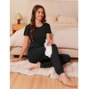 image:imageEkouaer Womens Pajama Sets Short Sleeve Lounge Sets for Women Printed Jogger Pajama Set 2 Piece Pj Sets With Pockets SXXLBlack