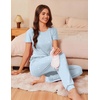image:imageEkouaer Womens Pajama Sets Short Sleeve Lounge Sets for Women Printed Jogger Pajama Set 2 Piece Pj Sets With Pockets SXXLBlue Star