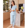 image:imageEkouaer Womens Pajama Sets Short Sleeve Lounge Sets for Women Printed Jogger Pajama Set 2 Piece Pj Sets With Pockets SXXLBlue Star