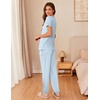 image:imageEkouaer Womens Pajama Sets Short Sleeve Lounge Sets for Women Printed Jogger Pajama Set 2 Piece Pj Sets With Pockets SXXLBlue Star