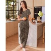 image:imageEkouaer Womens Pajama Sets Short Sleeve Lounge Sets for Women Printed Jogger Pajama Set 2 Piece Pj Sets With Pockets SXXLBrown Leopard Print