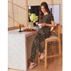 image:imageEkouaer Womens Pajama Sets Short Sleeve Lounge Sets for Women Printed Jogger Pajama Set 2 Piece Pj Sets With Pockets SXXLBrown Leopard Print